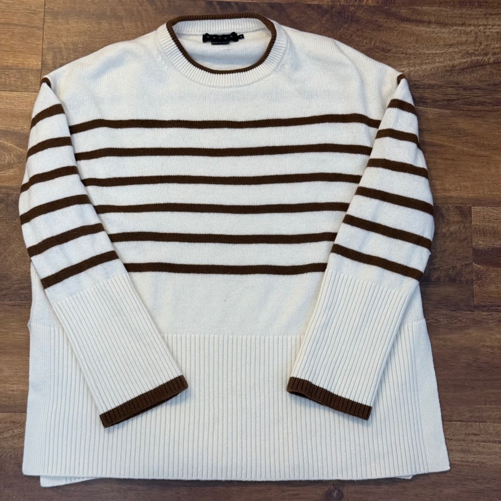 Hatch Maternity Merino Wool Striped Sweater Cream Brown Size 0